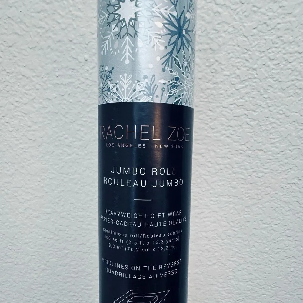 Rachel Zoe Snowflakes Heavyweight Jumbo Christmas Gift Wrap Wrapping Paper Roll
